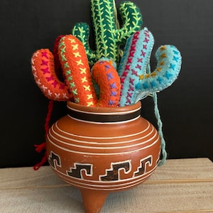 Handmade Mexican Embroidered Cactus Ornaments Colorful Felt Decor for Nursery, Christmas Tree Gifts
