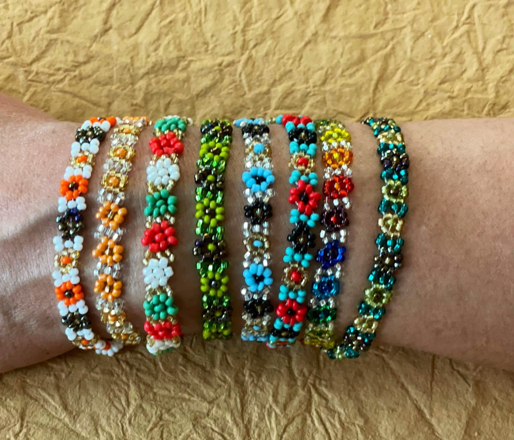 Mexican Beaded Bracelets - Adjustable Beaded Flower Bracelets