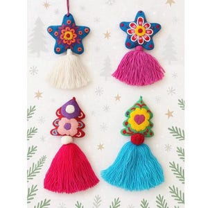 Handgemachte mexikanische Filz-Baum- & Stern-Weihnachtsornamente