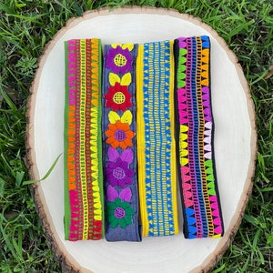 Mexican Embroidered Headbands Hair Accessory Handmade Indigenous Mayan Design