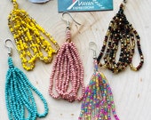 Mexican Beaded “Chaquira” Earrings, Mayan Artesanías, holiday earrings, indigenous earrings, long earring