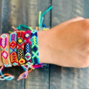 Mexican Woven Friendship Bracelets - Handmade Adjustable Kids Bracelets - Summer gifts Boho hippie bracelets Bohemian unisex