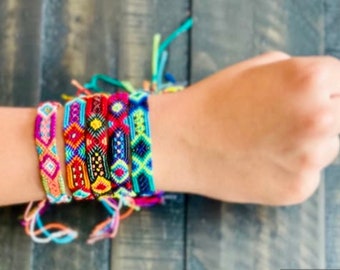 Mexican Woven Friendship Bracelets - Handmade Adjustable Kids Bracelets - Summer gifts Boho hippie bracelets Bohemian unisex