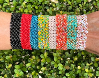 Pulsera mexicana de cuentas: Pulsera ajustable hecha a mano de chaquira