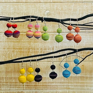 Thread Ball Dangle Earrings: Chiapas Artisan Jewelry