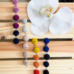 Thread Ball Earrings, Bon Bon earrings, dangle earrings, earring dangle tassel