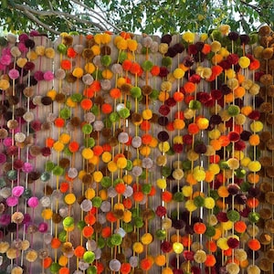Autumn/Fall Multi colored pompom garlands/ Mexican fiesta decor/Wall decorations / Holiday Party Pom Pom Garland / Halloween Decor
