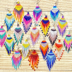 Beaded earrings, Mayan Earrings, Mexican Earrings,