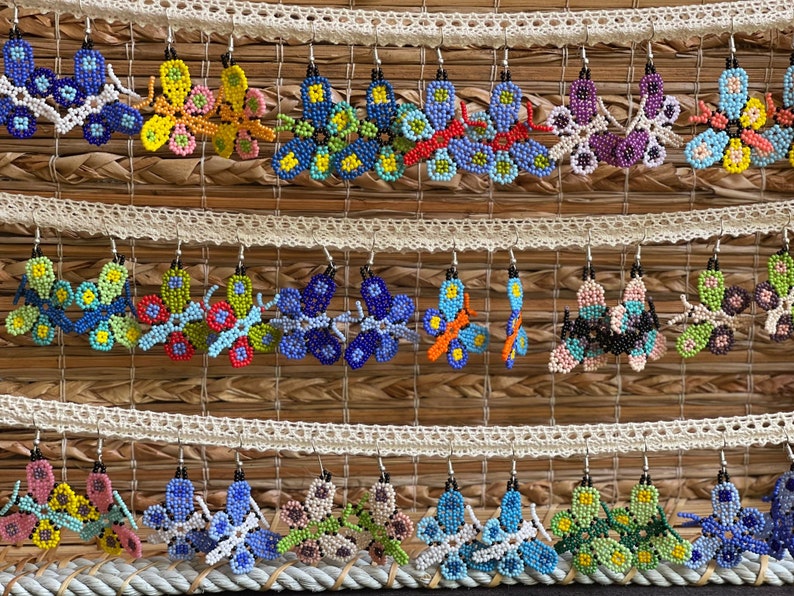 Beaded Mariposa Earrings Mexican Butterfly Earrings Handmade by Indigenous Artisans image 3