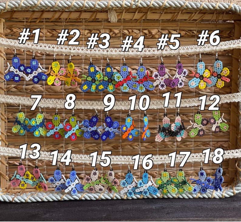 Beaded Mariposa Earrings Mexican Butterfly Earrings Handmade by Indigenous Artisans image 4