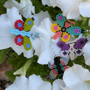 Beaded Mariposa Earrings Mexican Butterfly Earrings Handmade by Indigenous Artisans image 2