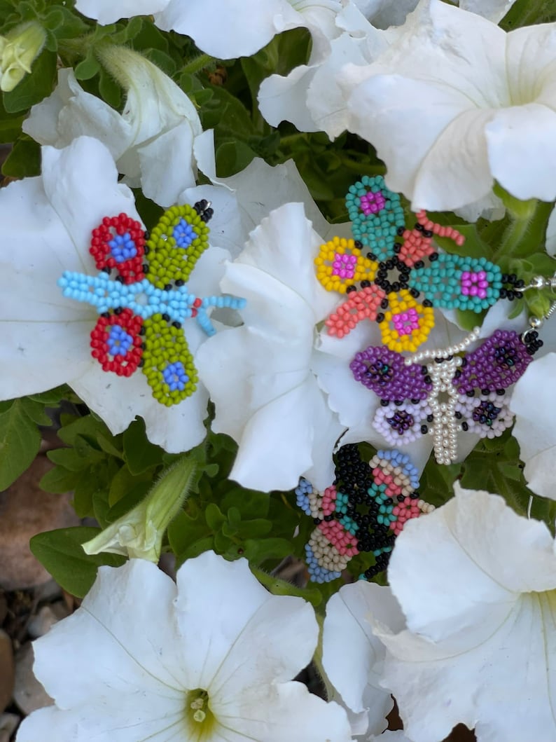 Beaded Mariposa Earrings Mexican Butterfly Earrings Handmade by Indigenous Artisans image 2