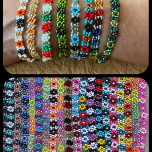 Mexican Beaded Bracelets, Adjustable Beaded Flower Bracelets, Mexican bracelets, Mexican beaded bracelet, Flower bracelet
