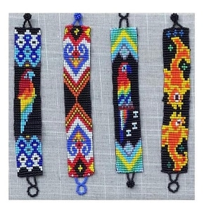 Beaded Bracelets, Beaded Flower Bracelets,Mayan Bracelet, Handmade Mexican Bracelets, Huichol Bracelet, For Friends, Valentine's Day Gift,