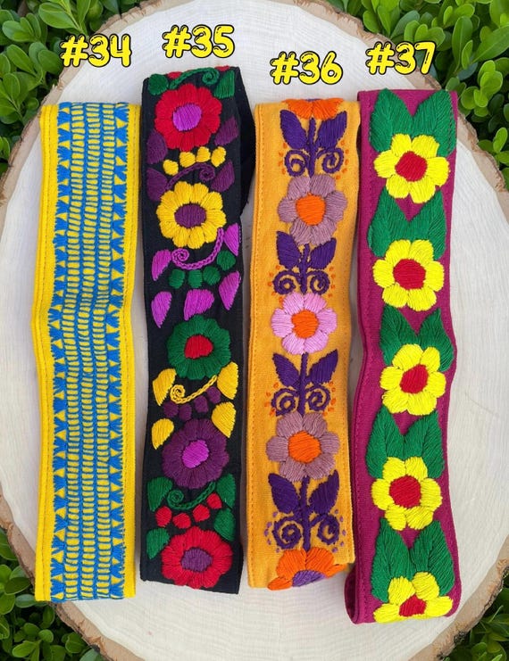 Mexican Embroidered Headband: Mayan Floral Hair Accessory  display picture 2
