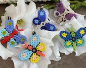 Beaded Mariposa Earrings Mexican Butterfly Earrings Handmade by Indigenous Artisans
