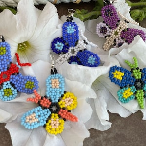 Beaded Mariposa Earrings Mexican Butterfly Earrings Handmade by Indigenous Artisans image 1