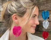 Unique Mexican Feather Earrings/  Thread earrings/leaf earring