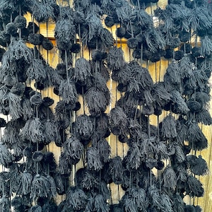 Black pom pom garlands/Mexican Pompoms/Wall decorations/Tassels/Holiday Pom Pom Garland, Banner