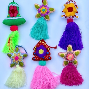 Mexican Christmas Ornaments - Handmade Pom Pom Decoration Ornaments Nursery Decoration - Unique Christmas Tree Ornaments