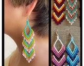 Unique Mexican Beaded Dangle Earrings/Multicolored Long Statement Seed Bead Earrings/ Handmade Mexican Chaquira Artesanias Earrings