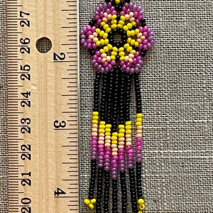 Unique Mexican Flower Beaded Dangle Earrings/Multicolored/ Chaquira imagem 2