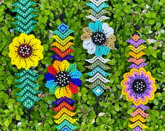 Pulsera de flores con cuentas mexicanas hecha a mano: cadena de margaritas ajustable