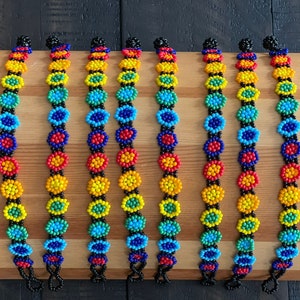 Mexican Rainbow Beaded Bracelets - Adjustable Beaded Flower Bracelets - Kids Bracelets