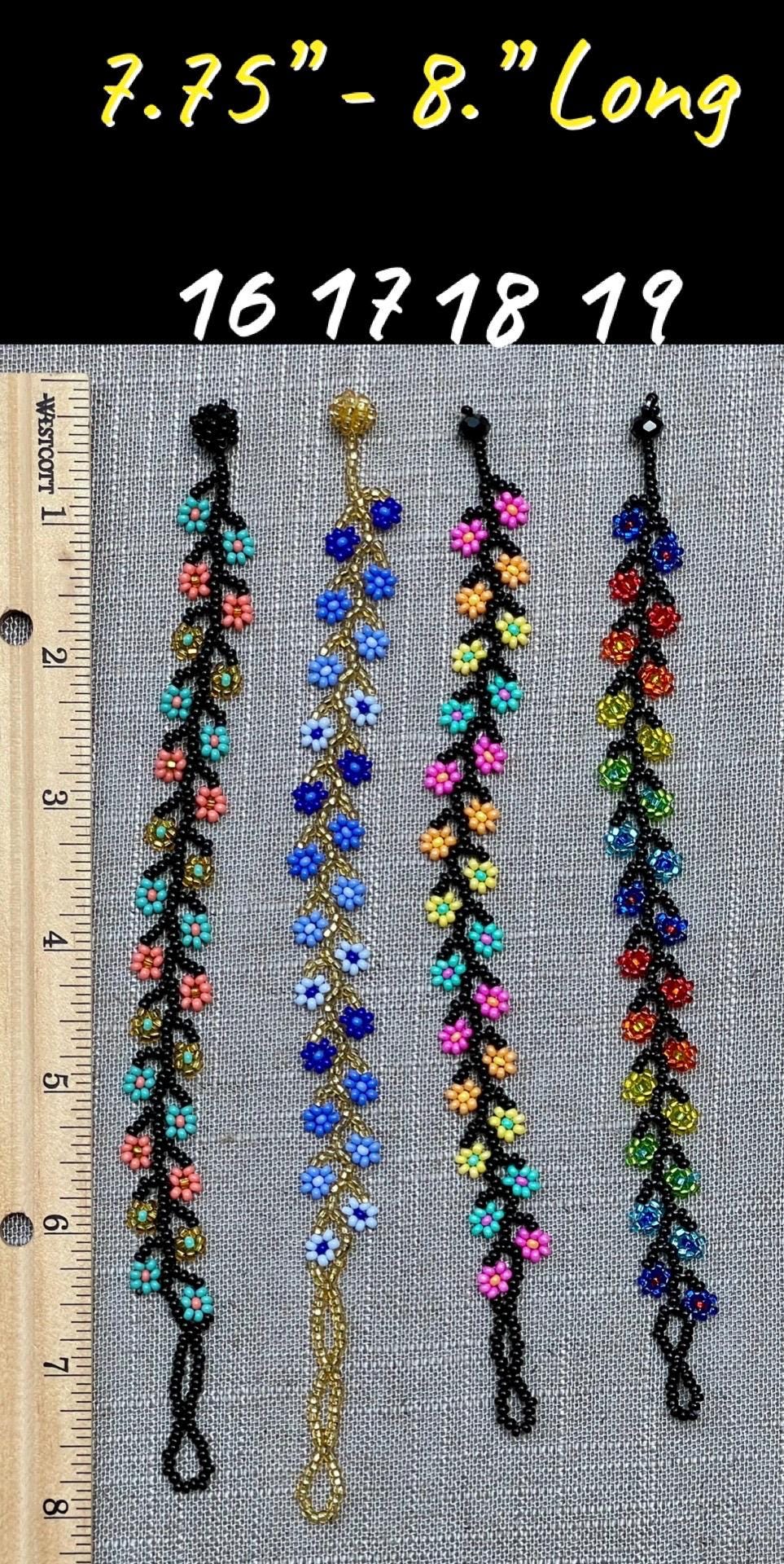 Daisy Chain Beaded Bracelet: Adjustable Mexican Flower Bracelet - Etsy