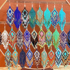 Artisan Beaded Earrings: Indigenous Mexican Huichol Style