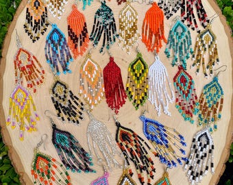 Beaded Earrings, Mexican Earrings, Unique Rainbow Earrings.