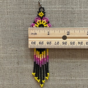 Unique Mexican Flower Beaded Dangle Earrings/Multicolored/ Chaquira imagem 3