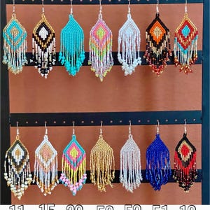Beaded Earrings, Large Beaded Earrings, Mexican Huichol Earrings,  Beaded Indigenous Mexican Earrings, Valentine&#39;s Day gifts, Gift for frien