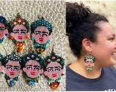 Frida Kahlo Handmade Mexican Earrings - Chaquira Earrings - Handmade Mexican Mayan Beaded Earrings - Multicolored Unique Huichol Earrings