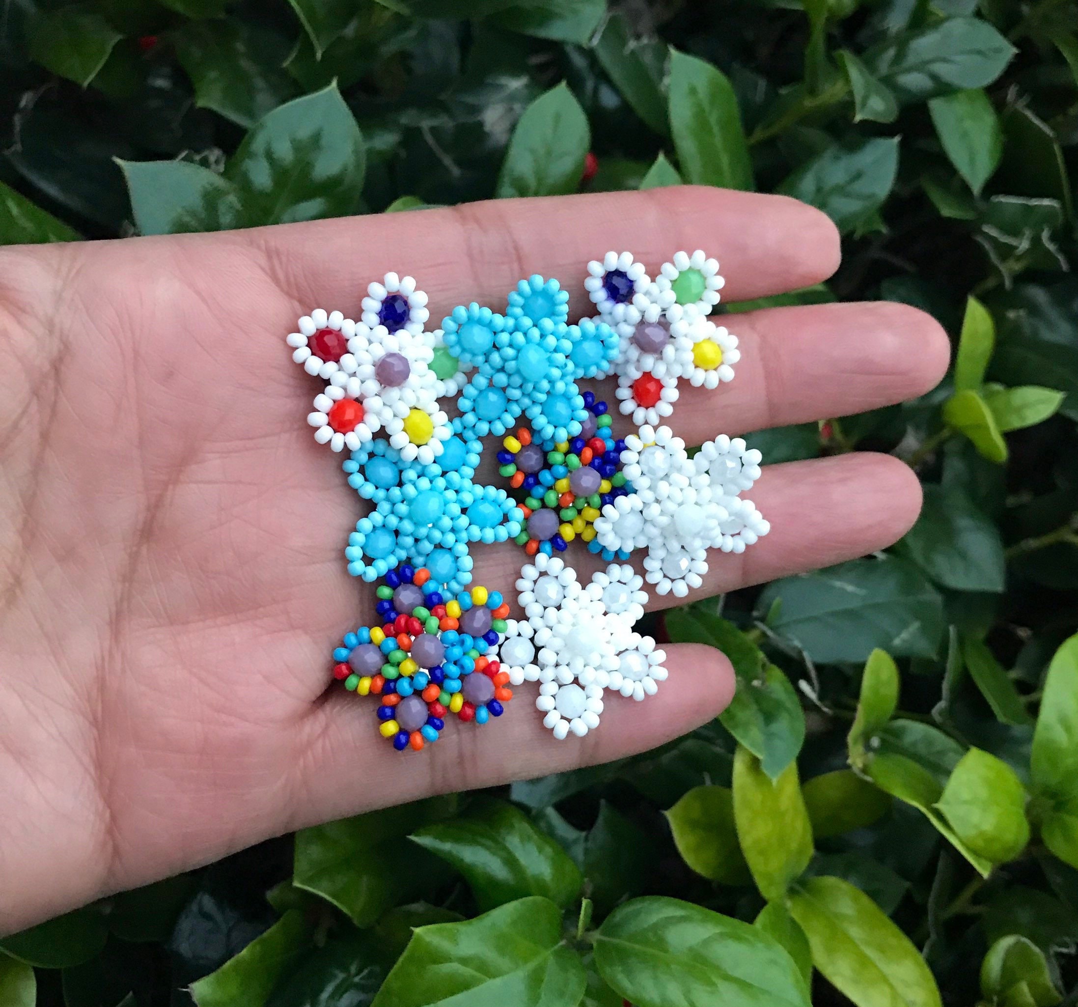 Bunte Perlenohrringe Boho Style – Gänseblümchen Creolen, 4,7x4,2 Cm