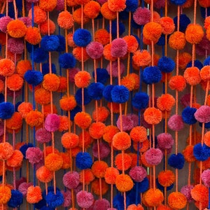 Custom Pom Pom Clipart Set Glitter and Glam Orange and Blue Pom