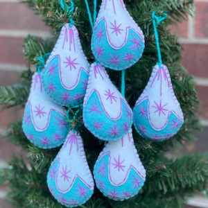 Handmade Mexican Christmas Ornaments - Felt Decoration, Set of 6