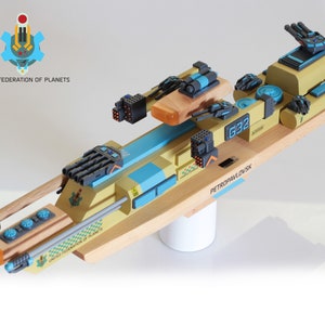 Houten speelgoed ruimteschip Heavy Destroyer Petropavlovsk Class, Big size - 50cm model speelgoed, speelgoed ruimteschip, Custom houten speelgoed ruimteschip, Sci-fi speelgoed