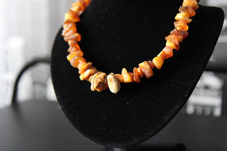 32gr Genuine and natural amber butterscotch handmade graduated beads necklace healing amber chips #3