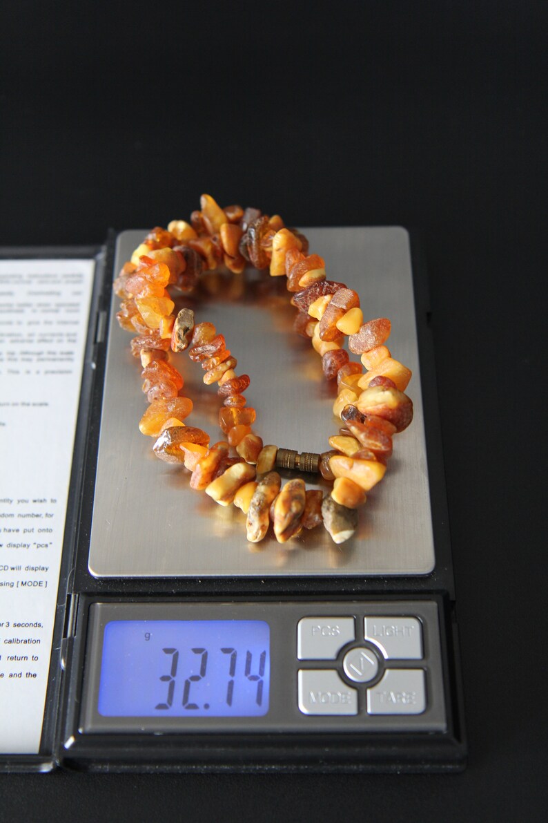 32gr Genuine and natural amber butterscotch handmade graduated beads necklace healing amber chips #3