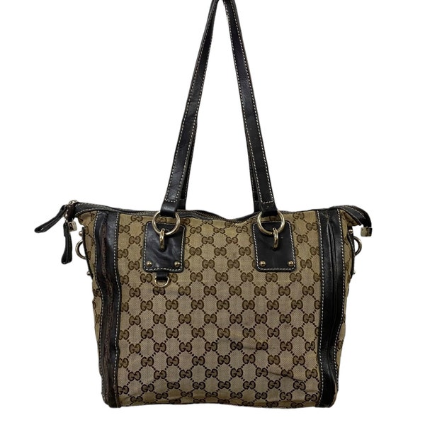 Vtg!!!Rare Authentic Gucci GG Monogram Charm Convertible Tote Bag/Luxury Bag/Made In Italy