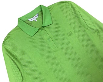 Vtg!!!Rare Christian Dior Sports Polo Mesh Cotton Shirt/Green Neon Color Polo Shirt/Size M