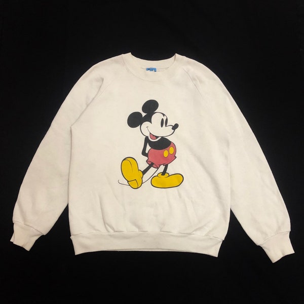 VTG !!! Rare sweat-shirt Mickey Mouse des années 80 à col rond/Grand logo Mickey Mouse/Produit Disney/Made in USA/Taille M