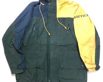 Vintage Nautica Colour Block 90's Full Zipper Jacket Size XL