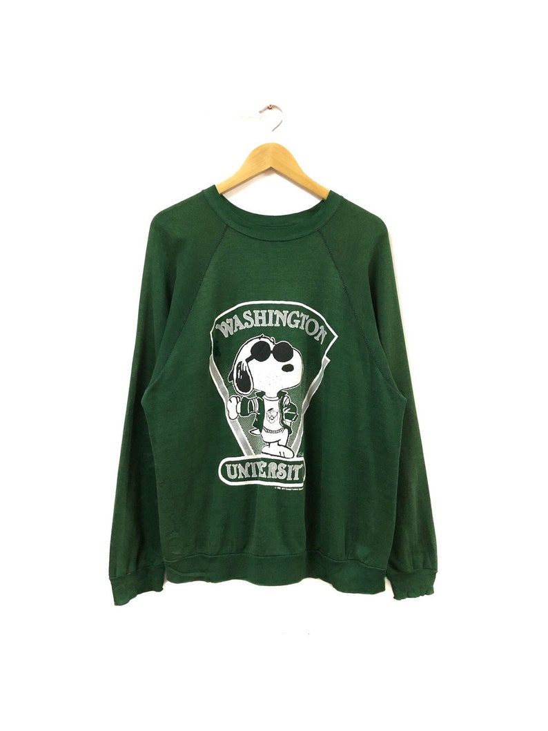 Vintage!!!Rare 1971/'s Washington University Snoopy PeanutSweatshirt CrewneckSize L
