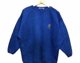 Vtg!!!Rare YvesSaintLaurent Ysl Emboidery Quilted Sweatshirt/3 Button Shoulder Pullover/Ysl Jacket