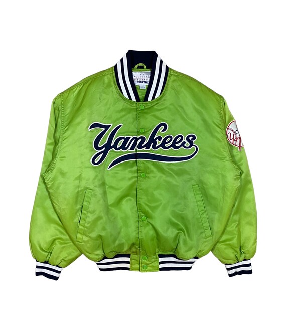 Vtgrare 90s Mlb Stater New York Yankees Satin Varsity Neon Green