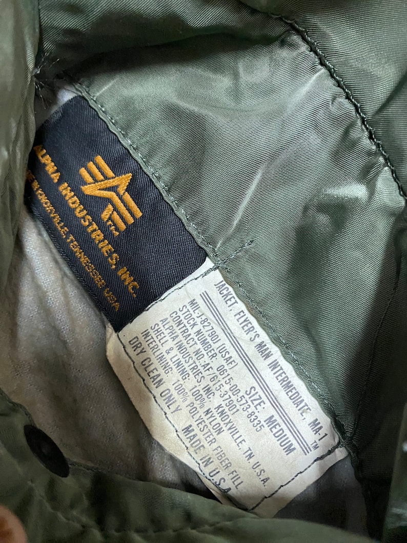 Vtgrare 80s Alpha Industries Ma-1 Flyers Jacket Olive Green Bombers ...
