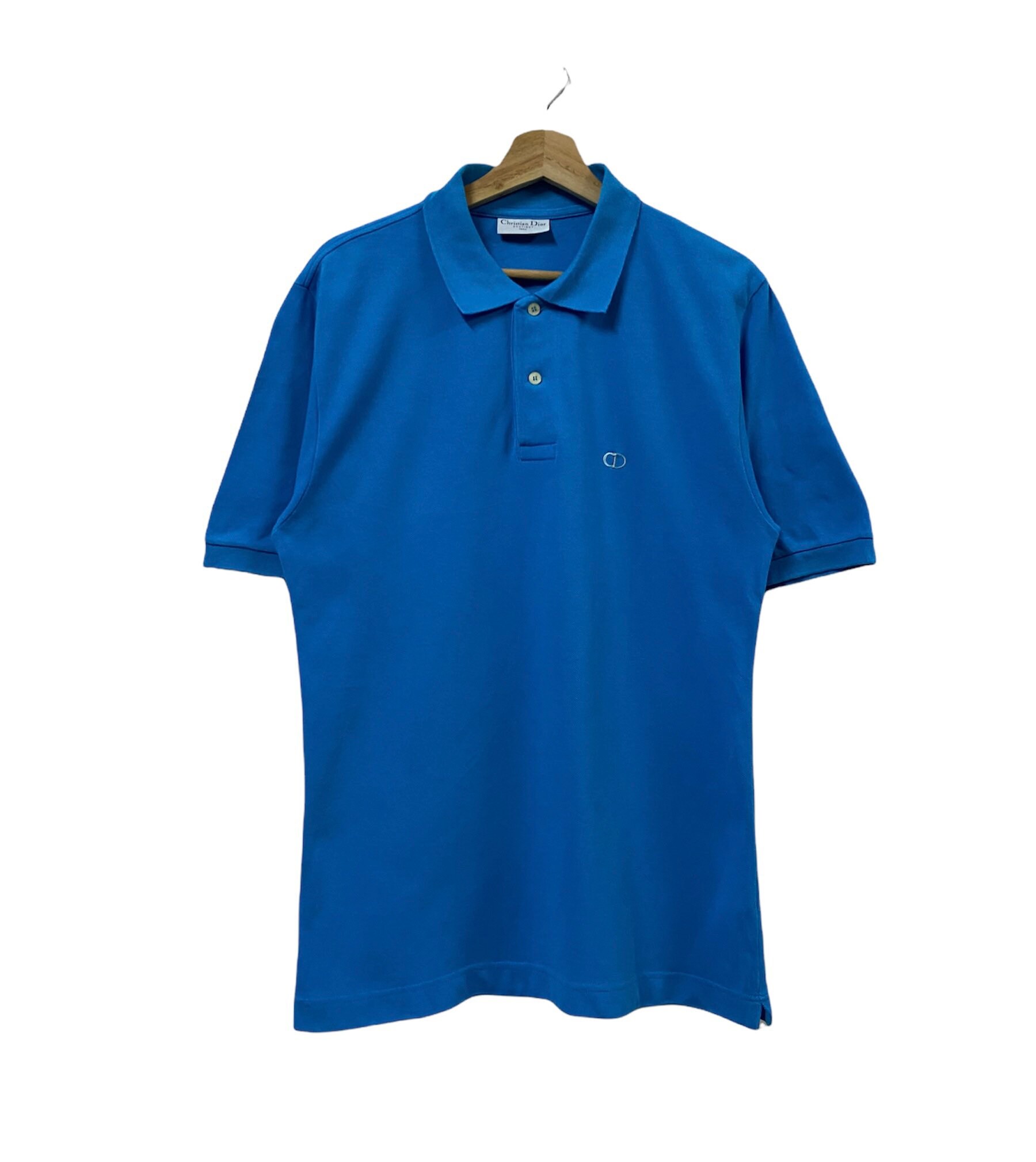 Rarechritian Dior Boutique Blue Polo Shirt cd Embroidery Logo