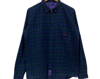 Rare!!!Fred Perry Flannel Tartan Shirt/Szie XL